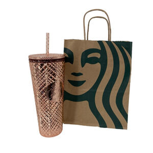 Starbucks 2023 Winter Holiday Jeweled‎ 24 oz Tumbler Rose Gold Siren Logo NEW